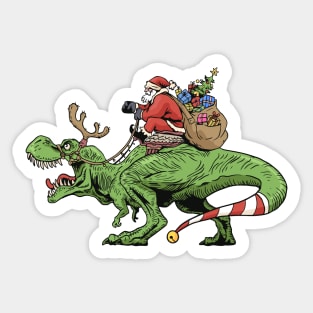 Santa Claus Riding a T-Rex Sticker